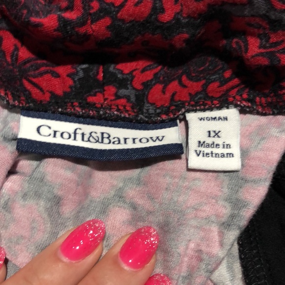 Croft & Barrow red and black built in tank cardigan combo top size 1X - Picture 10 of 11